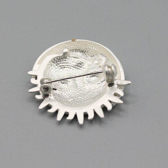 Sun moon jewelry pin brooch sky celestial nature silver white gold tone elegant - Picture 12 of 12